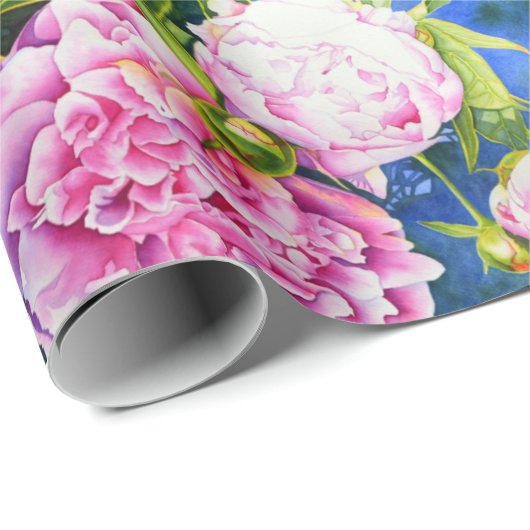 Elegant roze wit klassiek waterverf floral cadeaupapier (Rol Hoek)