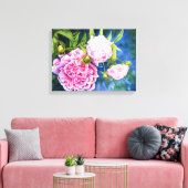 Elegant roze wit klassiek waterverf floral canvas afdruk (Insitu (Woonkamer))