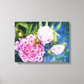 Elegant roze wit klassiek waterverf floral canvas afdruk (Voorkant)