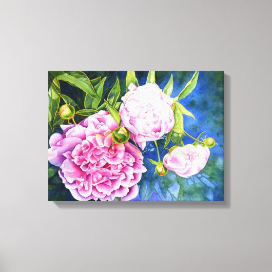 Elegant roze wit klassiek waterverf floral canvas afdruk (Voorkant)