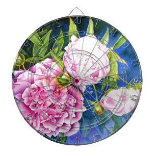 Elegant roze wit klassiek waterverf floral dartbord