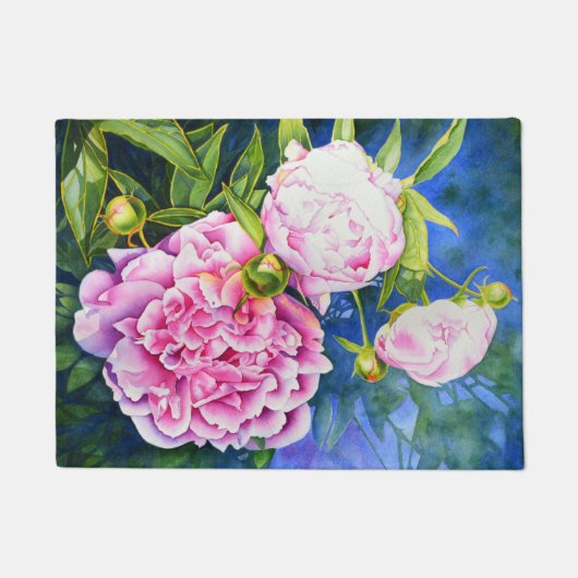 Elegant roze wit klassiek waterverf floral deurmat (Voorkant)