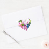 Elegant roze wit klassiek waterverf floral hart sticker (Envelop)