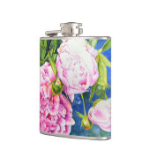Elegant roze wit klassiek waterverf floral heupfles (Links)