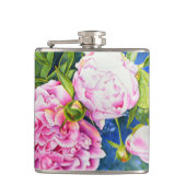 Elegant roze wit klassiek waterverf floral heupfles (Voorkant)