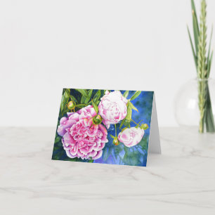 Elegant roze wit klassiek waterverf floral kaart