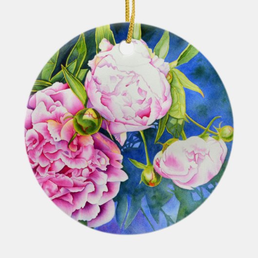 Elegant roze wit klassiek waterverf floral keramisch ornament (Voorkant)