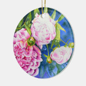 Elegant roze wit klassiek waterverf floral keramisch ornament (Links)
