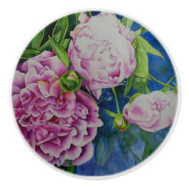 Elegant roze wit klassiek waterverf floral keramische knop