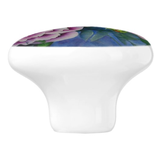 Elegant roze wit klassiek waterverf floral keramische knop (Zijkant)