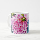 Elegant roze wit klassiek waterverf floral koffiemok (Voorkant links)