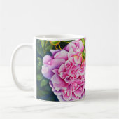 Elegant roze wit klassiek waterverf floral koffiemok (Links)