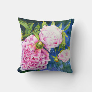 Elegant roze wit klassiek waterverf floral kussen