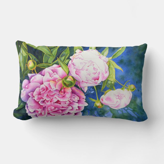 Elegant roze wit klassiek waterverf floral kussen (Voorkant)