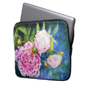 Elegant roze wit klassiek waterverf floral laptop sleeve (Voorkant Links)