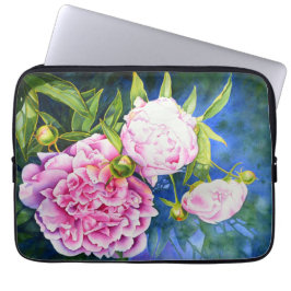 Elegant roze wit klassiek waterverf floral laptop sleeve