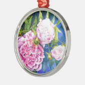 Elegant roze wit klassiek waterverf floral metalen ornament (Links)
