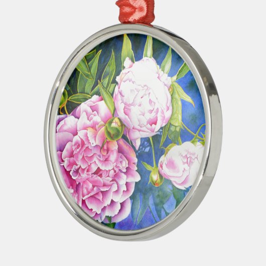 Elegant roze wit klassiek waterverf floral metalen ornament (Links)