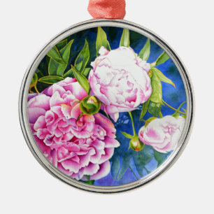 Elegant roze wit klassiek waterverf floral metalen ornament