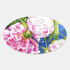 Elegant roze wit klassiek waterverf floral ovale sticker