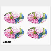 Elegant roze wit klassiek waterverf floral ovale sticker (Vel)