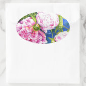 Elegant roze wit klassiek waterverf floral ovale sticker (Tas)