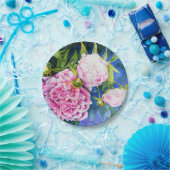 Elegant roze wit klassiek waterverf floral papieren bordje (Feest)