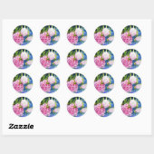 Elegant roze wit klassiek waterverf floral ronde sticker (Vel)