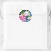 Elegant roze wit klassiek waterverf floral ronde sticker (Tas)