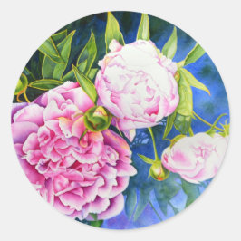 Elegant roze wit klassiek waterverf floral ronde sticker