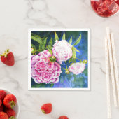 Elegant roze wit klassiek waterverf floral servetten (Insitu)