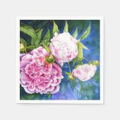 Elegant roze wit klassiek waterverf floral servetten (Voorkant)