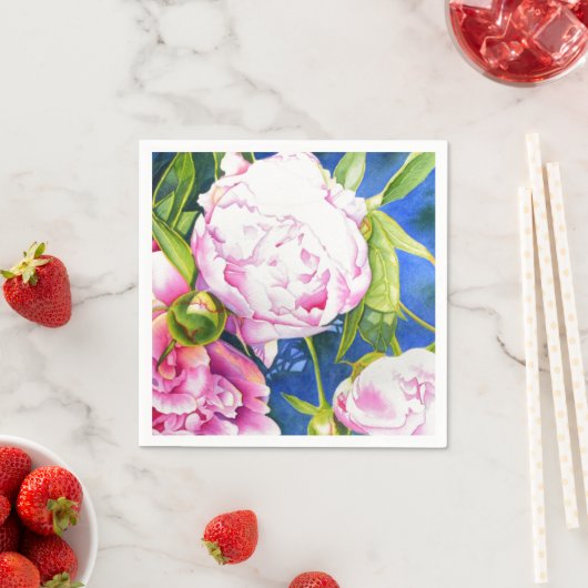 Elegant roze wit klassiek waterverf floral servetten (Insitu)