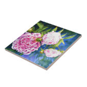 Elegant roze wit klassiek waterverf floral tegeltje (Zijkant)