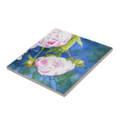 Elegant roze wit klassiek waterverf floral tegeltje (Zijkant)