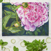Elegant roze wit klassiek waterverf floral theedoek (Gevouwen)