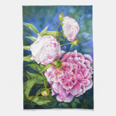 Elegant roze wit klassiek waterverf floral theedoek (Verticaal)