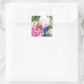 Elegant roze wit klassiek waterverf floral vierkante sticker (Tas)