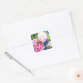 Elegant roze wit klassiek waterverf floral vierkante sticker (Envelop)