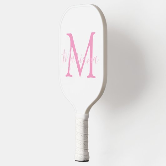 elegant, roze wit minimalistisch, gepersonaliseerd pickleball paddle (Links)