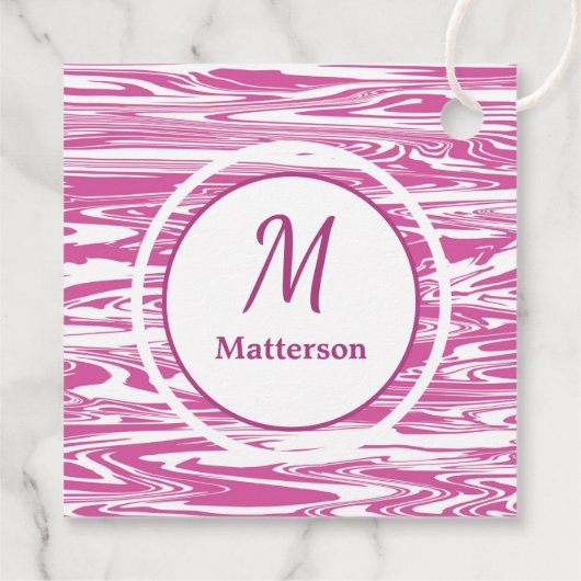 Elegant Roze Wit Modern Monogram Custom Bedankjes Labels (Achterkant)