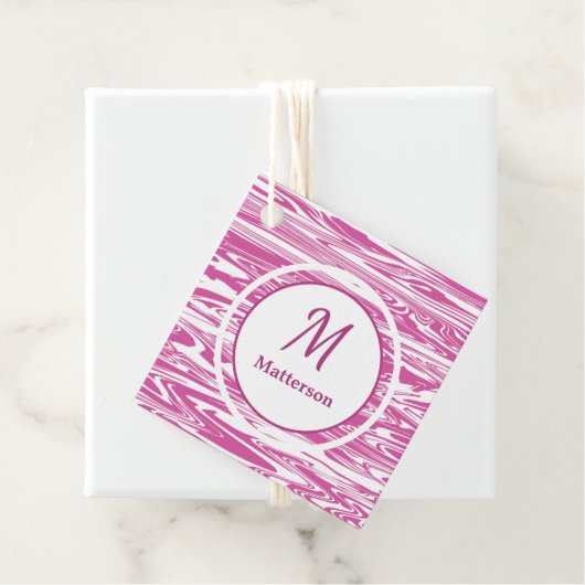 Elegant Roze Wit Modern Monogram Custom Bedankjes Labels (In situ)