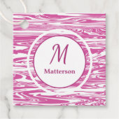 Elegant Roze Wit Modern Monogram Custom Bedankjes Labels (Voorkant)