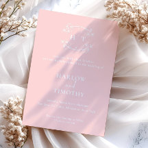 Elegant roze wit Monogram Kalligrafie Trouwen