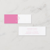 Elegant Roze Wit Monogram Sjabloon Trendy Luxury Mini Visitekaartje (Voorkant / Achterkant)
