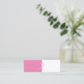 Elegant Roze Wit Monogram Sjabloon Trendy Luxury Mini Visitekaartje (Staand voorkant)