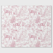 Elegant  Roze Wit Paard Bloemenpatroon Cadeaupapier (Vlak)