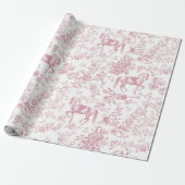 Elegant  Roze Wit Paard Bloemenpatroon Cadeaupapier (Uitgerold)