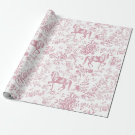 Elegant Roze Wit Paard Bloemenpatroon Cadeaupapier