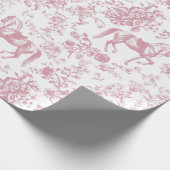 Elegant  Roze Wit Paard Bloemenpatroon Cadeaupapier (Hoek)